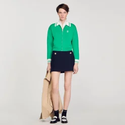 Pulls & Cardigans*SANDRO Cardigan Teddy Zippé Vert