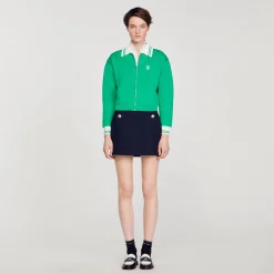 Pulls & Cardigans*SANDRO Cardigan Teddy Zippé Vert