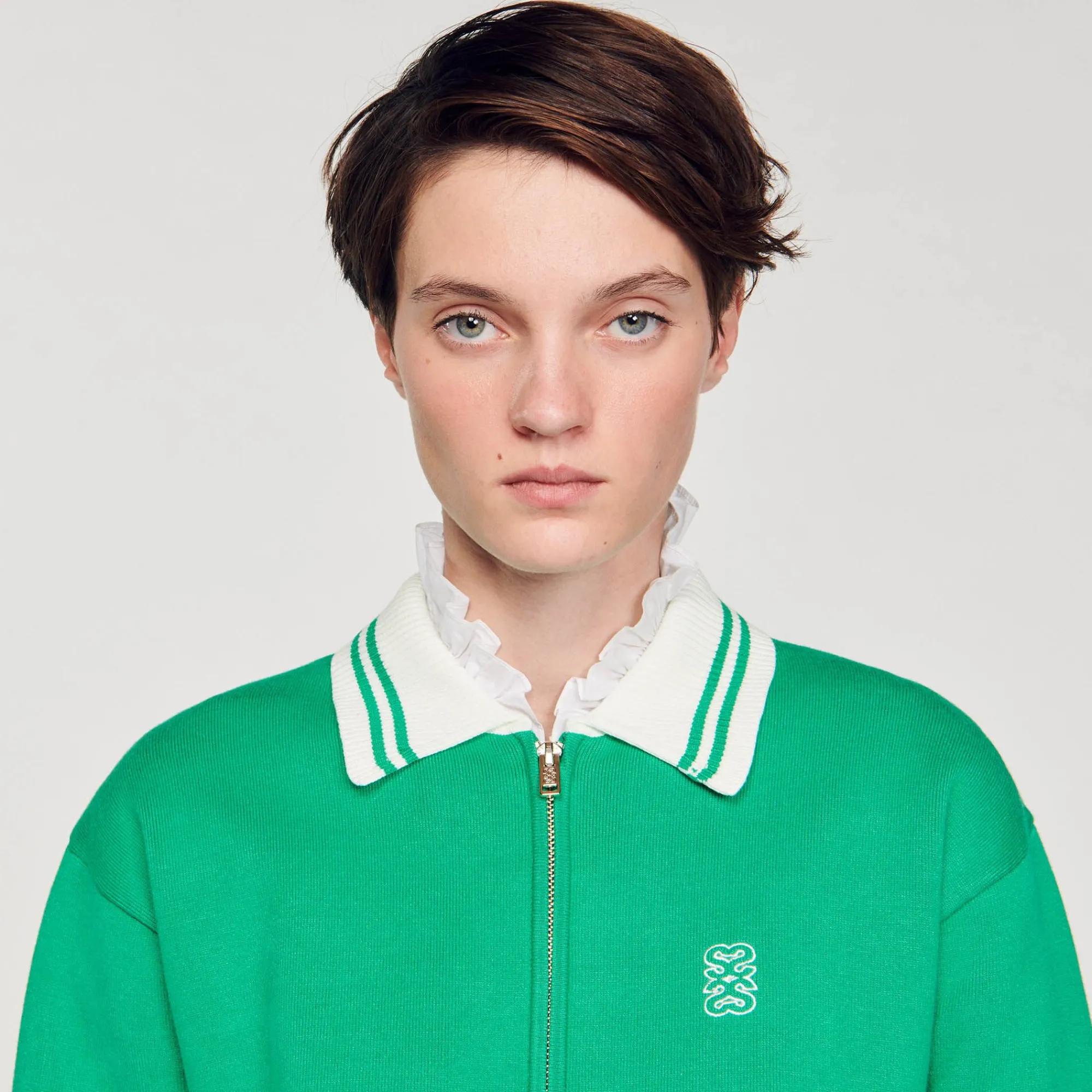Pulls & Cardigans*SANDRO Cardigan Teddy Zippé Vert