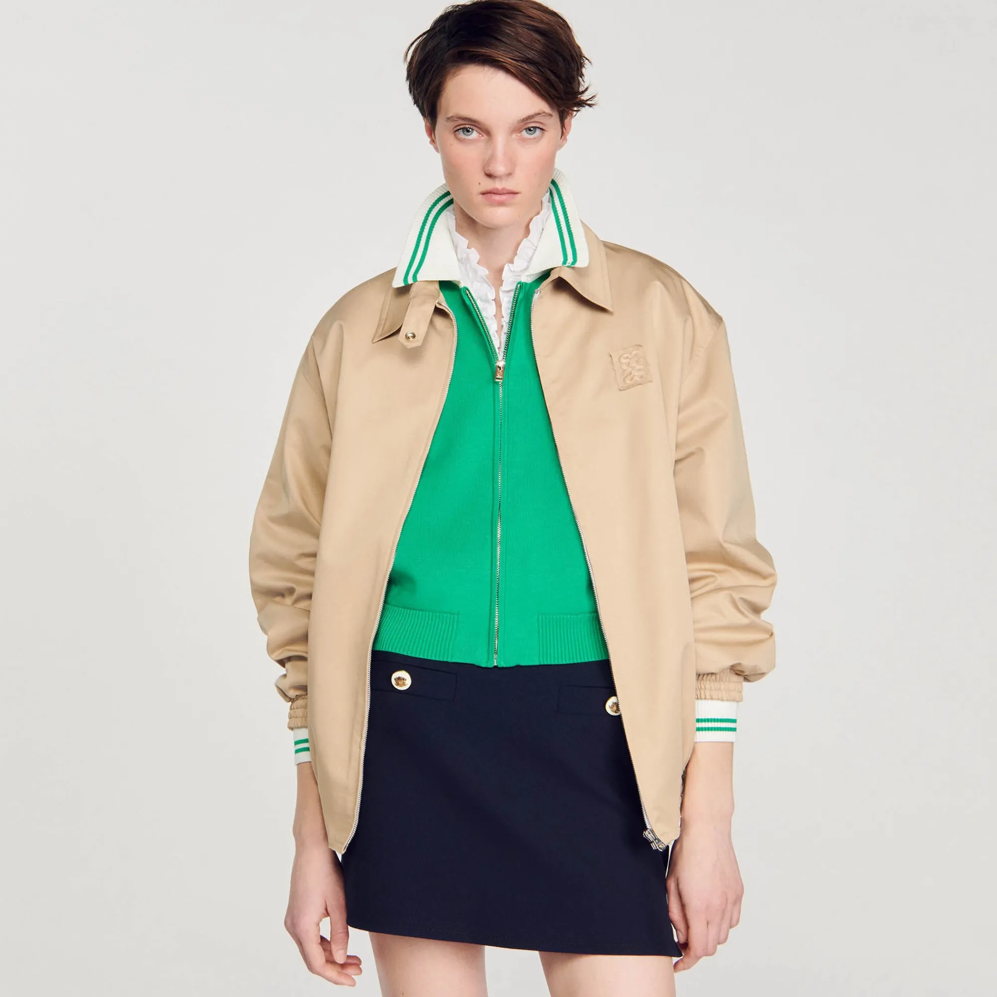 Pulls & Cardigans*SANDRO Cardigan Teddy Zippé Vert
