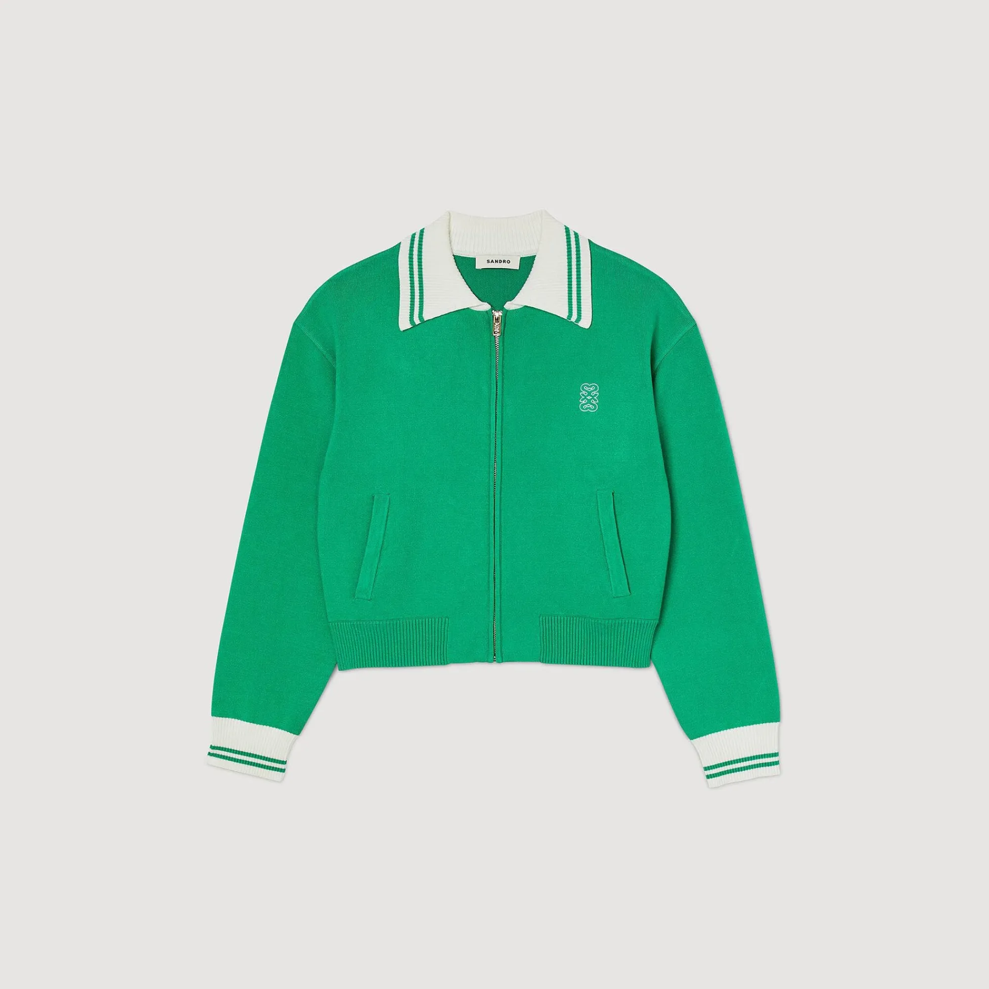 Pulls & Cardigans*SANDRO Cardigan Teddy Zippé Vert