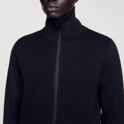 Pulls & Gilets*SANDRO Cardigan Zippé En Laine Noir