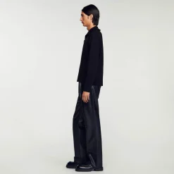 Pulls & Gilets*SANDRO Cardigan Zippé En Laine Noir