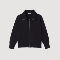 Pulls & Gilets*SANDRO Cardigan Zippé En Laine Noir