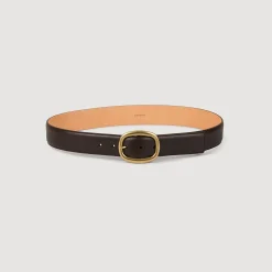 Ceintures*SANDRO Ceinture En Cuir Marron Foncé