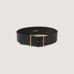 Ceintures*SANDRO Ceinture Large En Cuir Noir