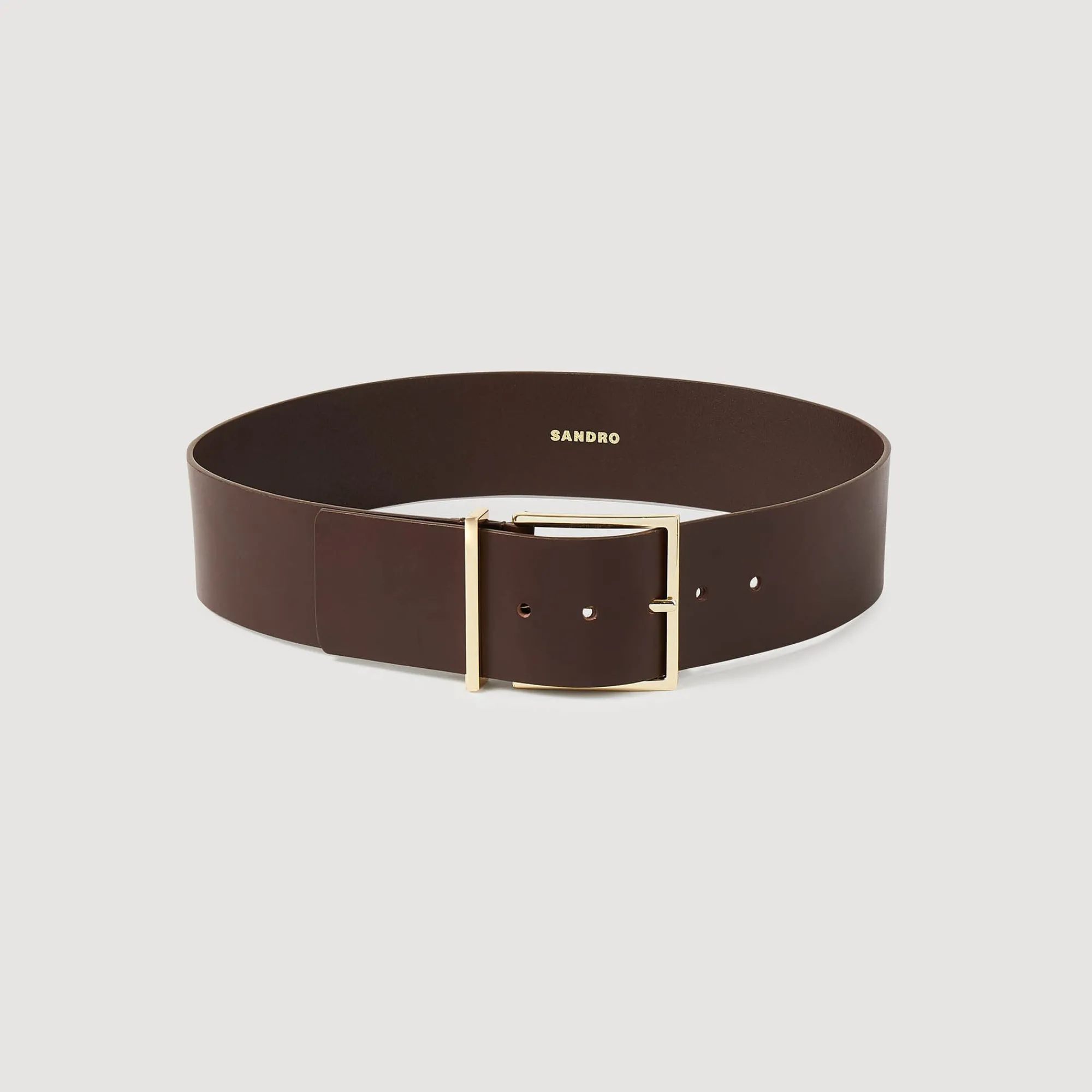 Ceintures*SANDRO Ceinture Large En Cuir Chocolat