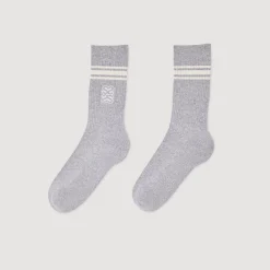 Chaussettes*SANDRO Chaussettes Brodées Gris