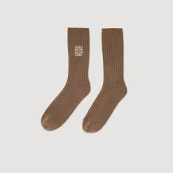 Chaussettes*SANDRO Chaussettes Brodées Marron