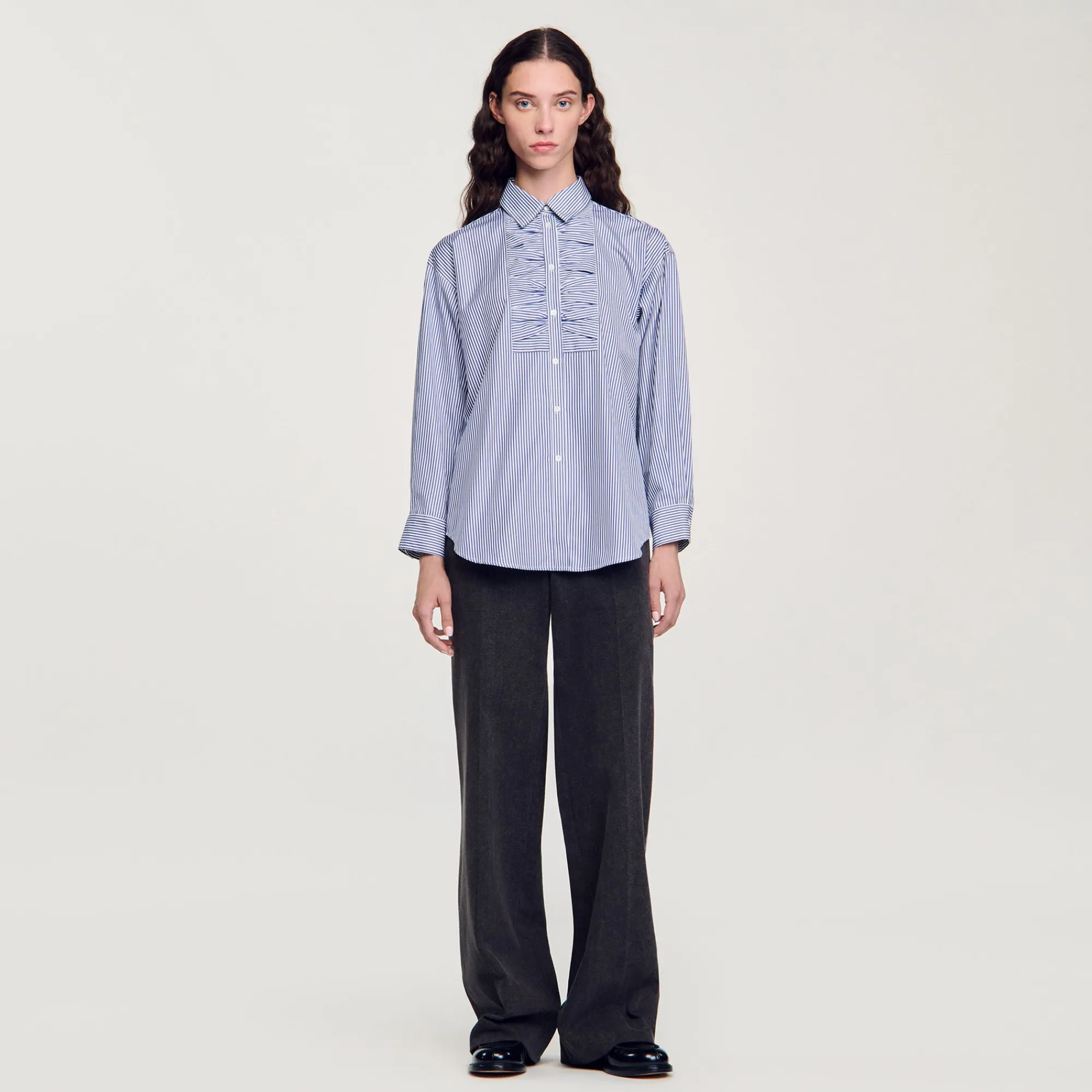 Tops & Chemises*SANDRO Chemise à Carreaux Ornée De Strass Bleu / Blanc