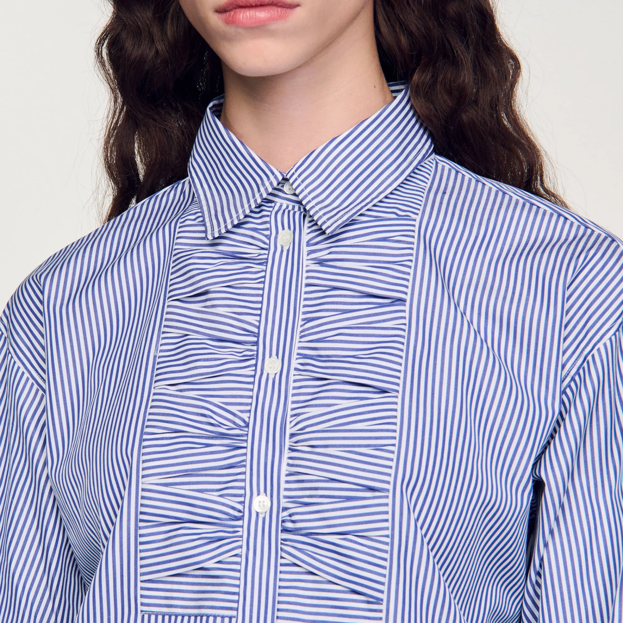 Tops & Chemises*SANDRO Chemise à Carreaux Ornée De Strass Bleu / Blanc