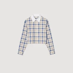Tops & Chemises*SANDRO Chemise à Carreaux Strassée Bleu
