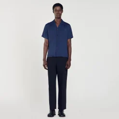 Chemises*SANDRO Chemise à Col Requin Marine