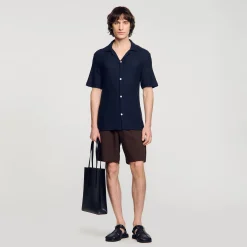 Chemises*SANDRO Chemise à Col Requin Marine