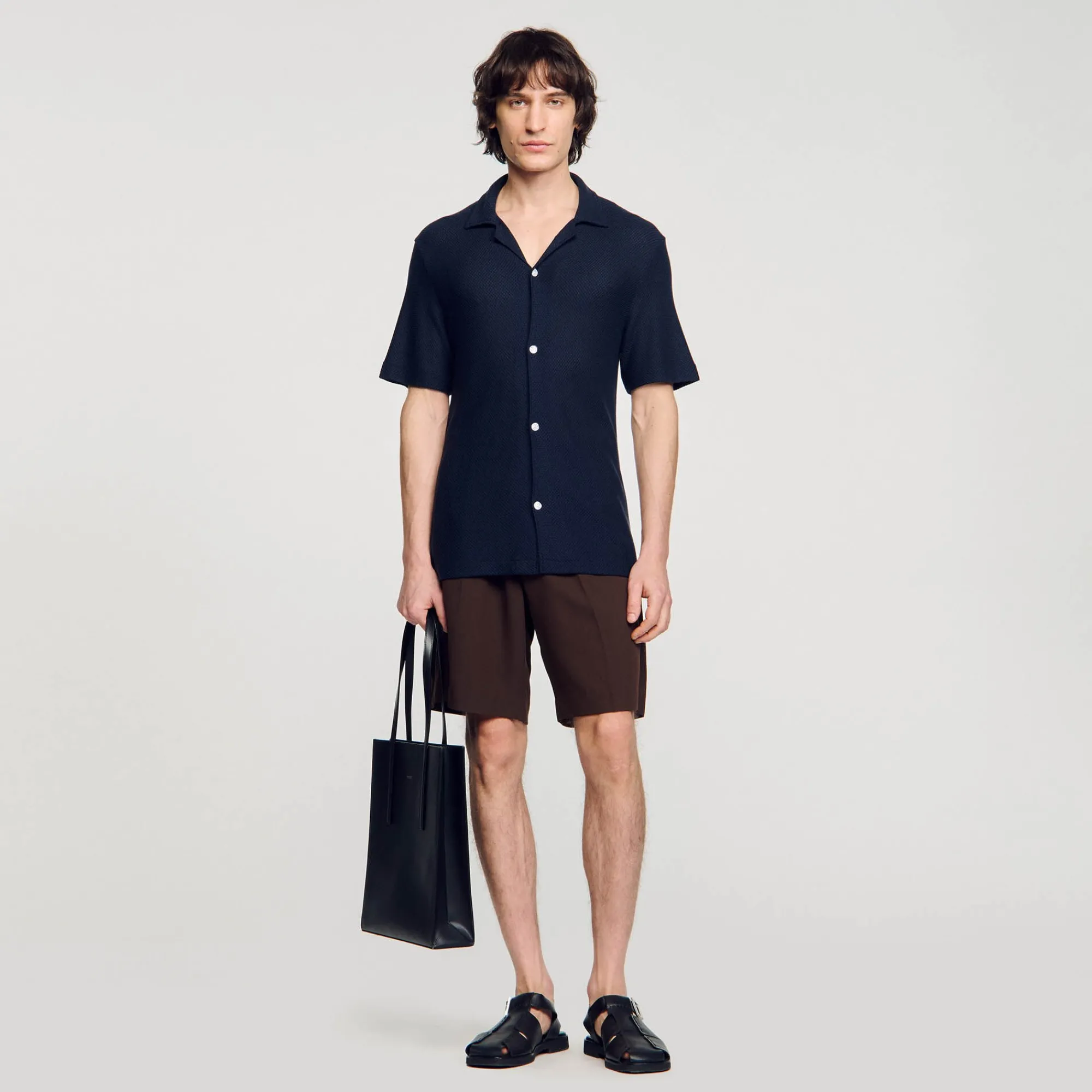 Chemises*SANDRO Chemise à Col Requin Marine