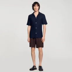 Chemises*SANDRO Chemise à Col Requin Marine