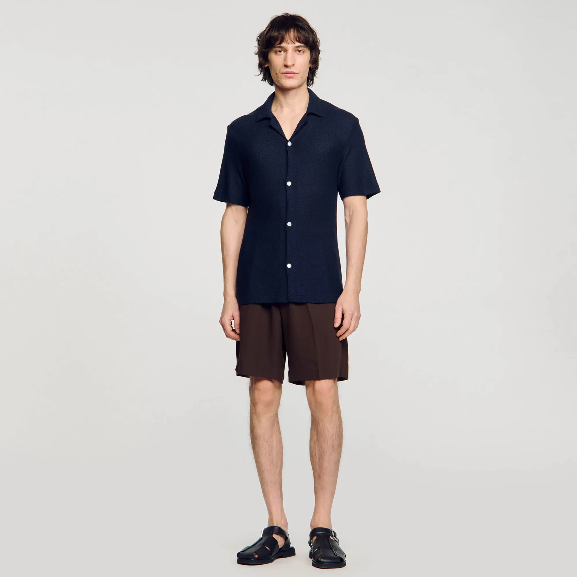 Chemises*SANDRO Chemise à Col Requin Marine