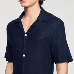 Chemises*SANDRO Chemise à Col Requin Marine