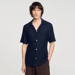 Chemises*SANDRO Chemise à Col Requin Marine