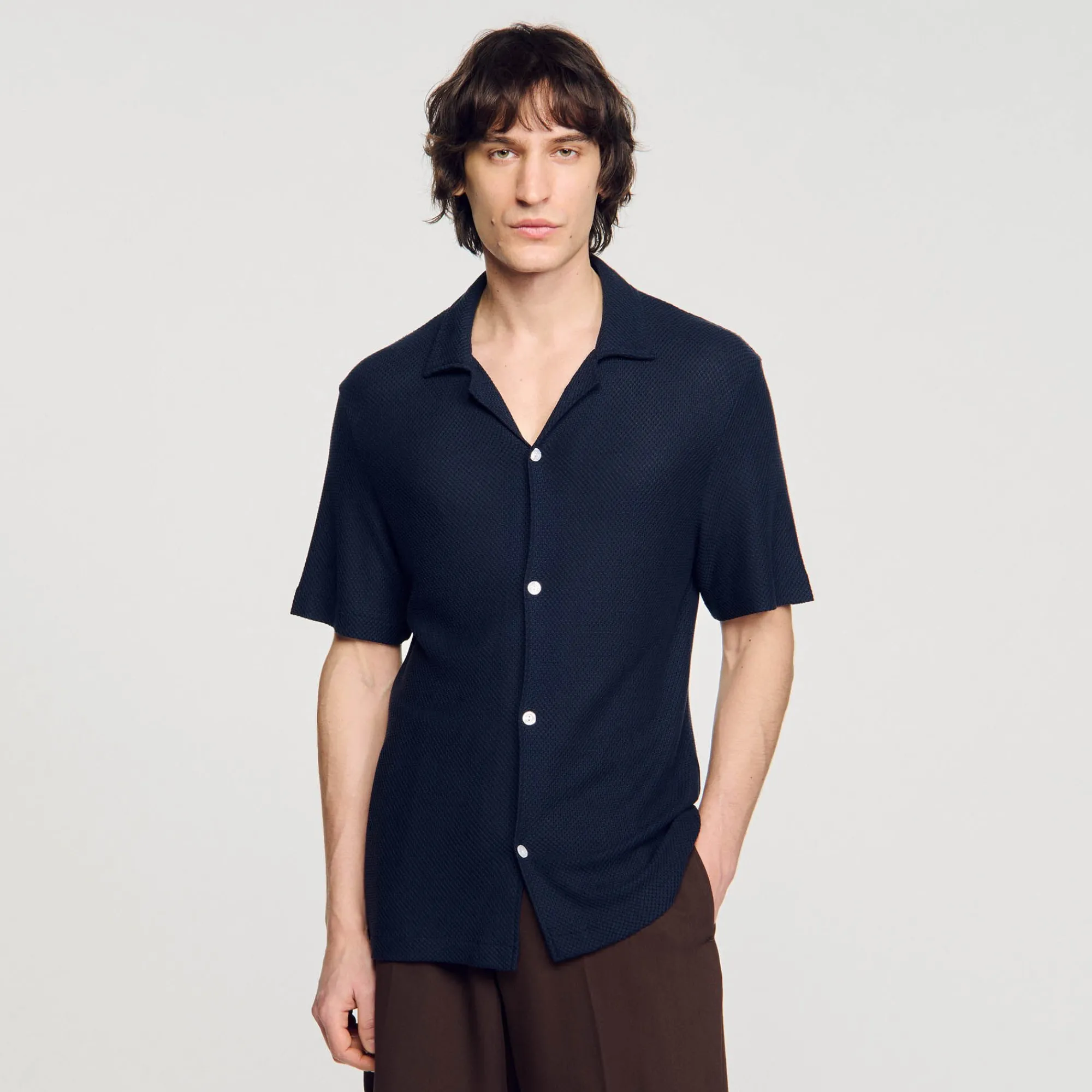 Chemises*SANDRO Chemise à Col Requin Marine