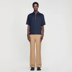 Chemises*SANDRO Chemise à Col Zippé Marine