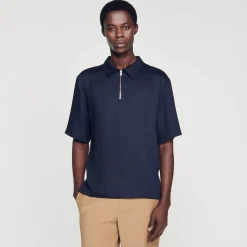 Chemises*SANDRO Chemise à Col Zippé Marine