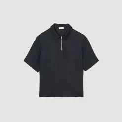 Chemises*SANDRO Chemise à Col Zippé Marine