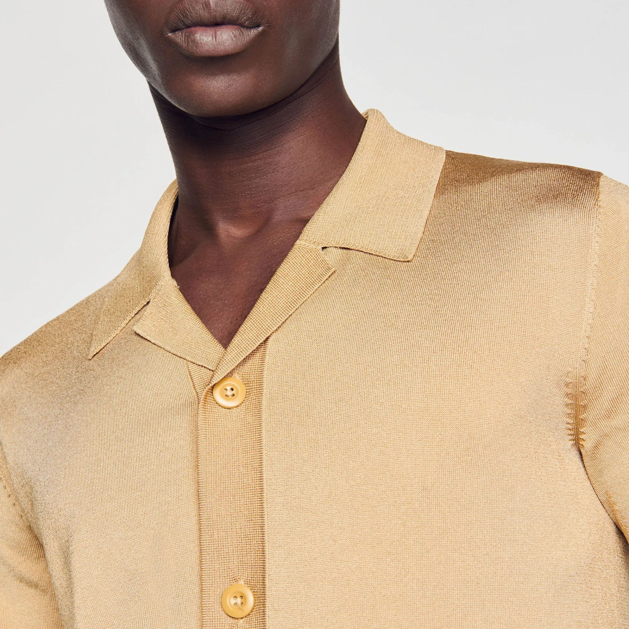 Pulls & Gilets|Chemises*SANDRO Chemise à Manches Courtes Champagne