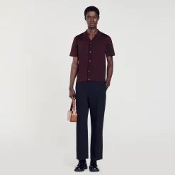 Pulls & Gilets|Chemises*SANDRO Chemise à Manches Courtes Marron Foncé