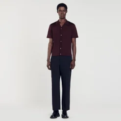 Pulls & Gilets|Chemises*SANDRO Chemise à Manches Courtes Marron Foncé