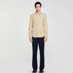 Chemises*SANDRO Chemise à Manches Longues Beige