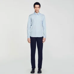 Chemises*SANDRO Chemise à Manches Longues Bleu Ciel