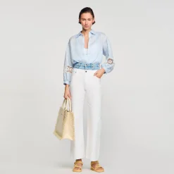Tops & Chemises*SANDRO Chemise à Rayures Bleu ciel / Blanc