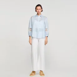 Tops & Chemises*SANDRO Chemise à Rayures Bleu ciel / Blanc