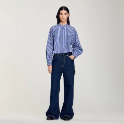 Tops & Chemises*SANDRO Chemise à Rayures Bleu / Blanc