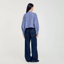 Tops & Chemises*SANDRO Chemise à Rayures Bleu / Blanc