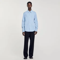Chemises*SANDRO Chemise à Rayures Bleu Ciel