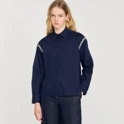 Tops & Chemises*SANDRO Chemise à Strass Marine