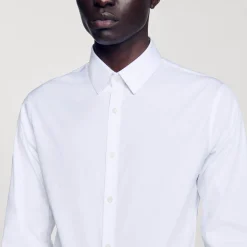 Chemises*SANDRO Chemise Ajustée En Coton Stretch blanc