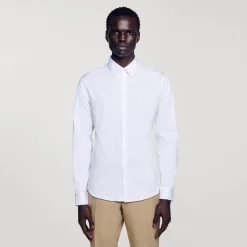 Chemises*SANDRO Chemise Ajustée En Coton Stretch blanc