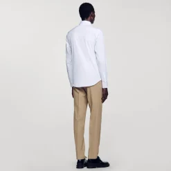 Chemises*SANDRO Chemise Ajustée En Coton Stretch blanc