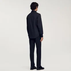 Chemises*SANDRO Chemise Ajustée En Coton Stretch Noir