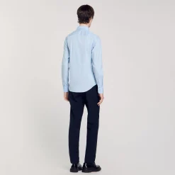 Chemises*SANDRO Chemise Ajustée En Coton Stretch Bleu Ciel