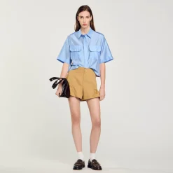Tops & Chemises*SANDRO Chemise Bimatières Bleu Ciel