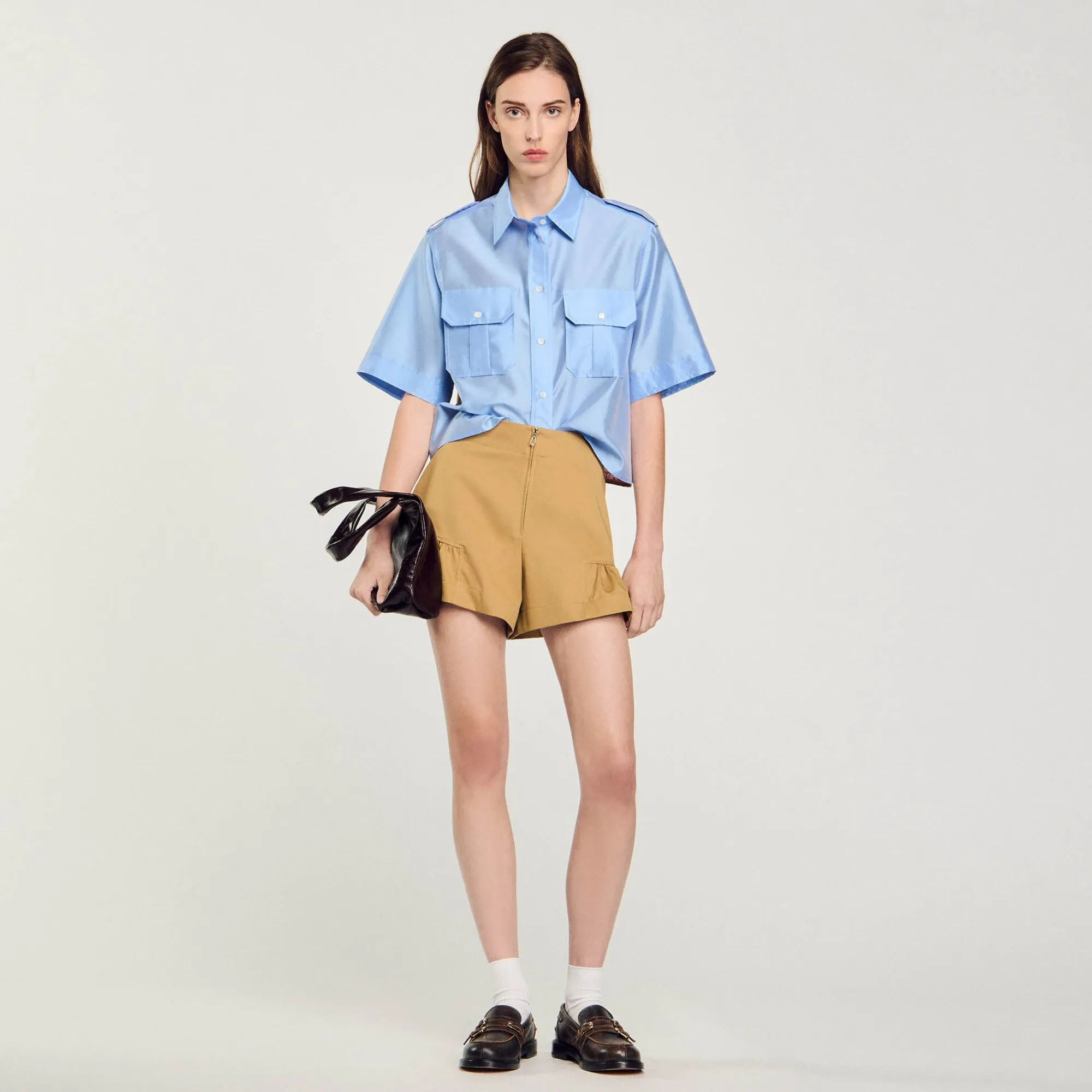 Tops & Chemises*SANDRO Chemise Bimatières Bleu Ciel