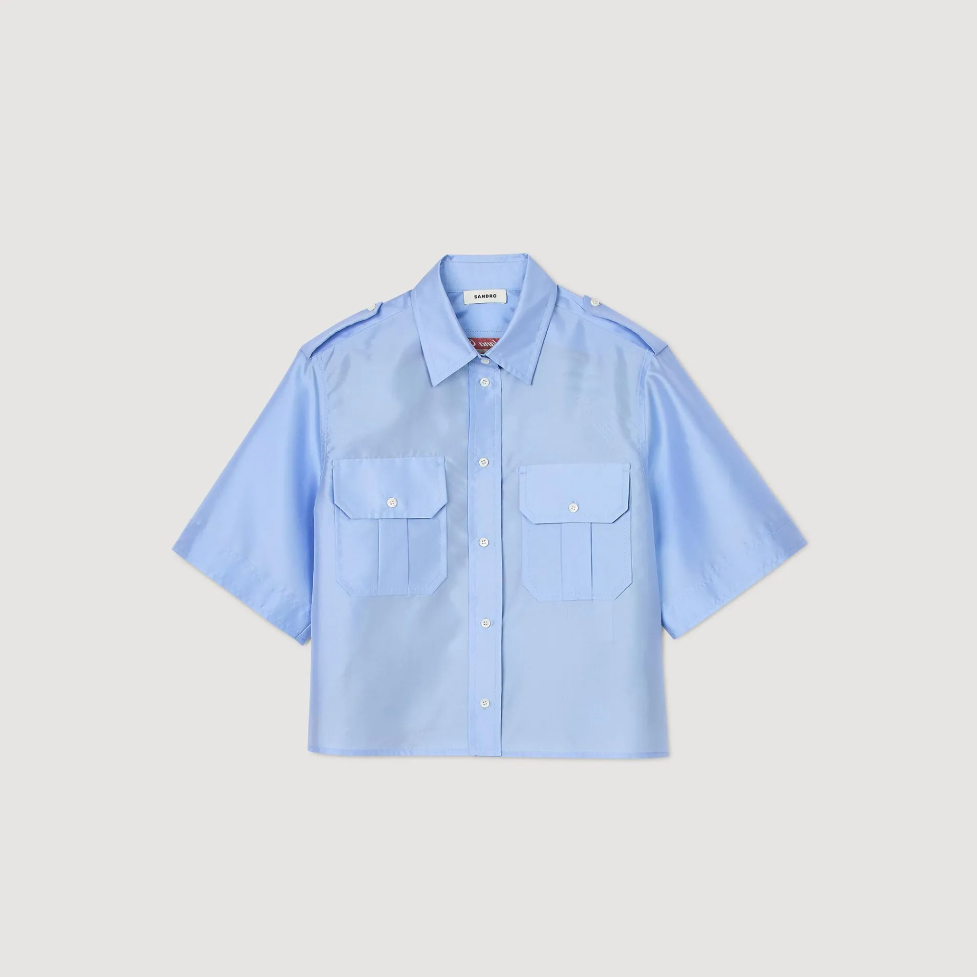 Tops & Chemises*SANDRO Chemise Bimatières Bleu Ciel