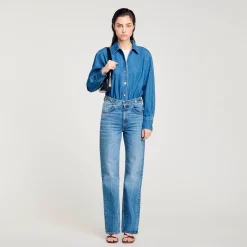Tops & Chemises*SANDRO Chemise Body En Jean Bleu jean