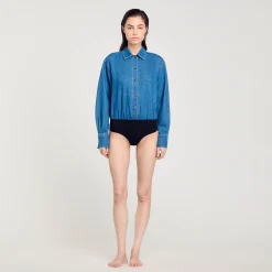 Tops & Chemises*SANDRO Chemise Body En Jean Bleu jean