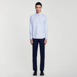 Chemises*SANDRO Chemise Coupe Classique En Coton Bleu Ciel