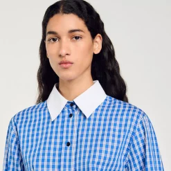 Tops & Chemises*SANDRO Chemise Courte à Carreaux Bleu Roi